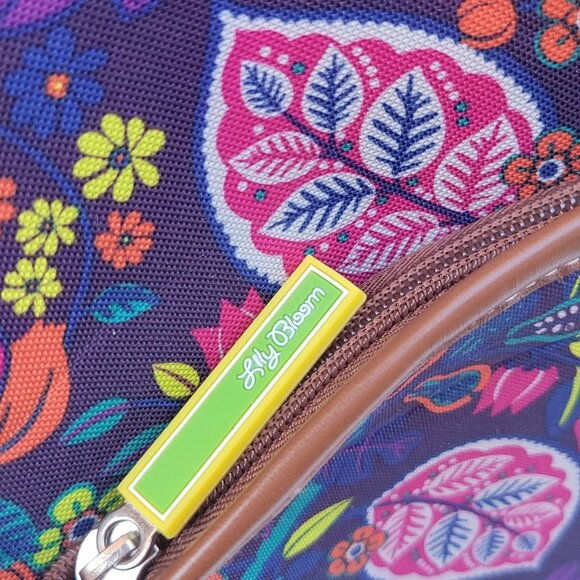 Lily Bloom Wheeled Duffel Bag 20" Raking It In Living Large Purple  Floral Mater - Picture 5 of 16